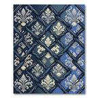 Navy Blue Regal Damask Lattice Rug