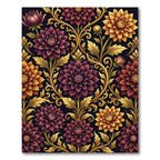 Ornate Gold And Burgundy Floral Damask Rug