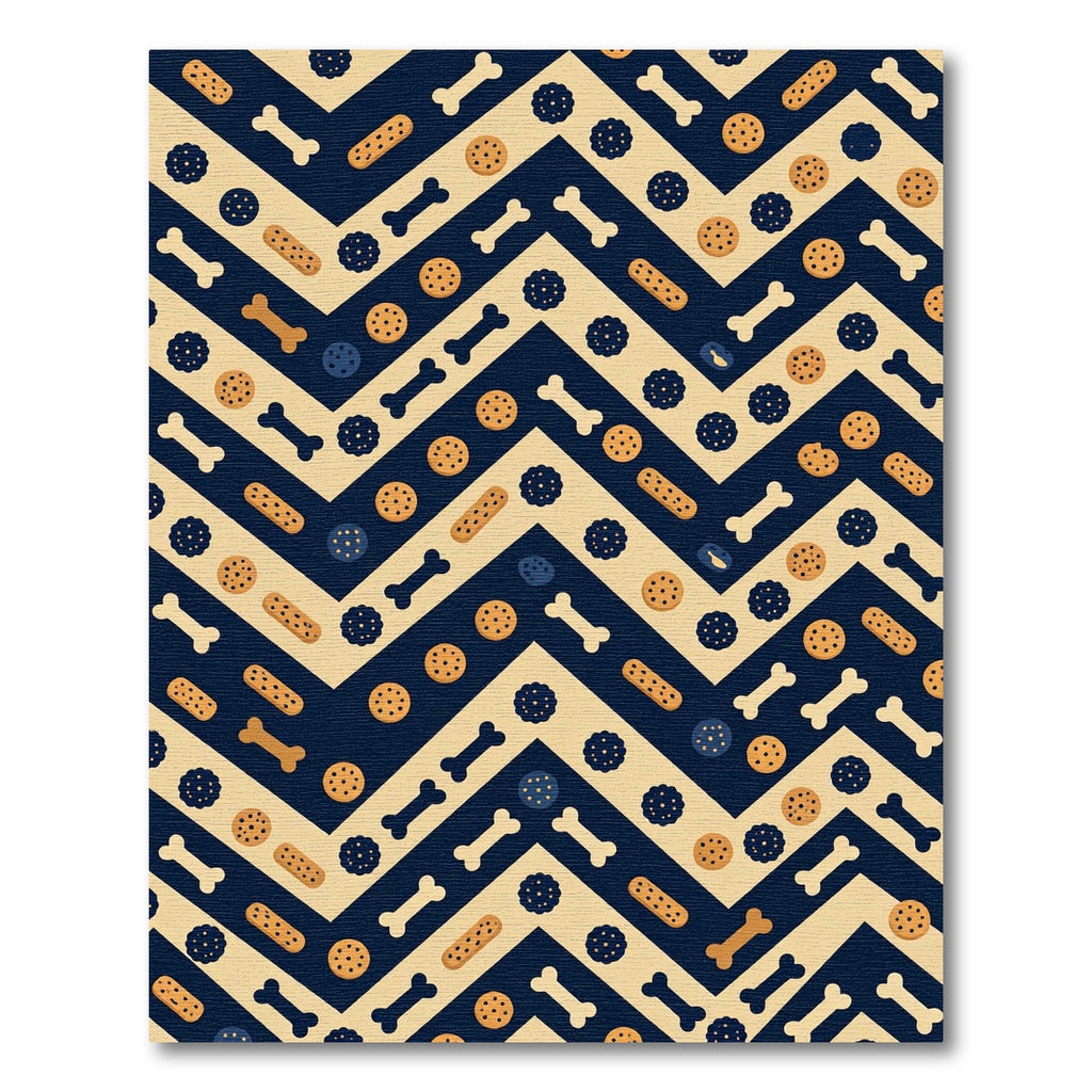 Navy Cream Dog Treat Chevron Rug