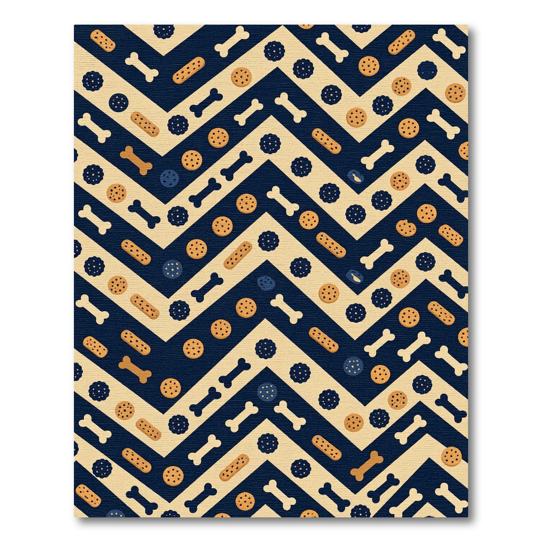 Navy Cream Dog Treat Chevron Rug