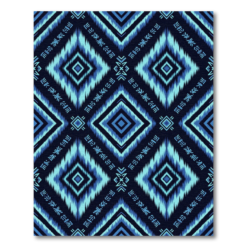 Teal Blue Geometric Diamond Tapestry Rug