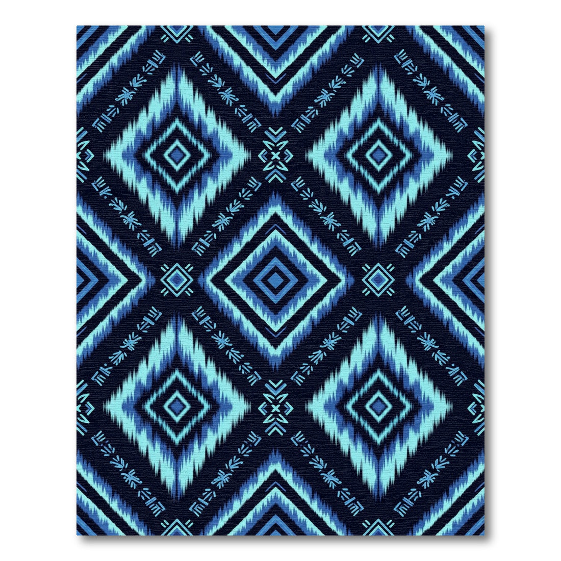 Teal Blue Geometric Diamond Tapestry Rug