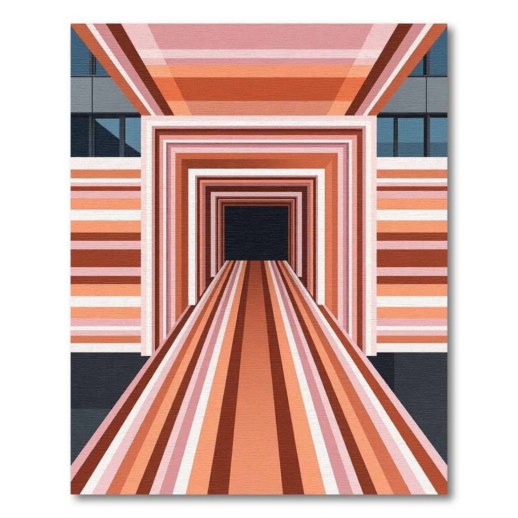 Warm Tones Geometric Tunnel Illusion Rug