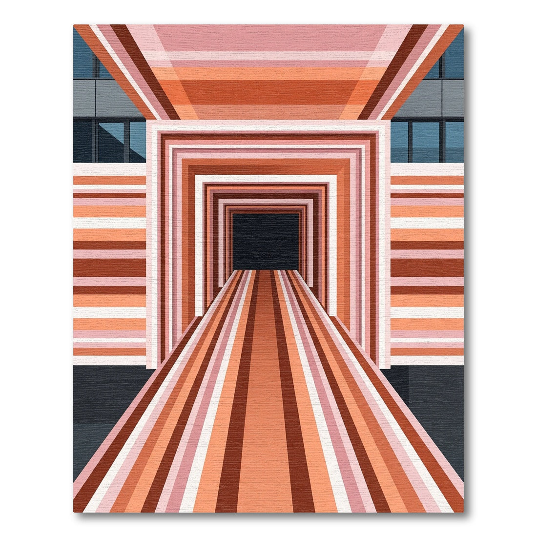 Warm Tones Geometric Tunnel Illusion Rug