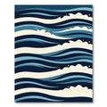 Modern Nautical Navy Blue Wave Illustration Rug