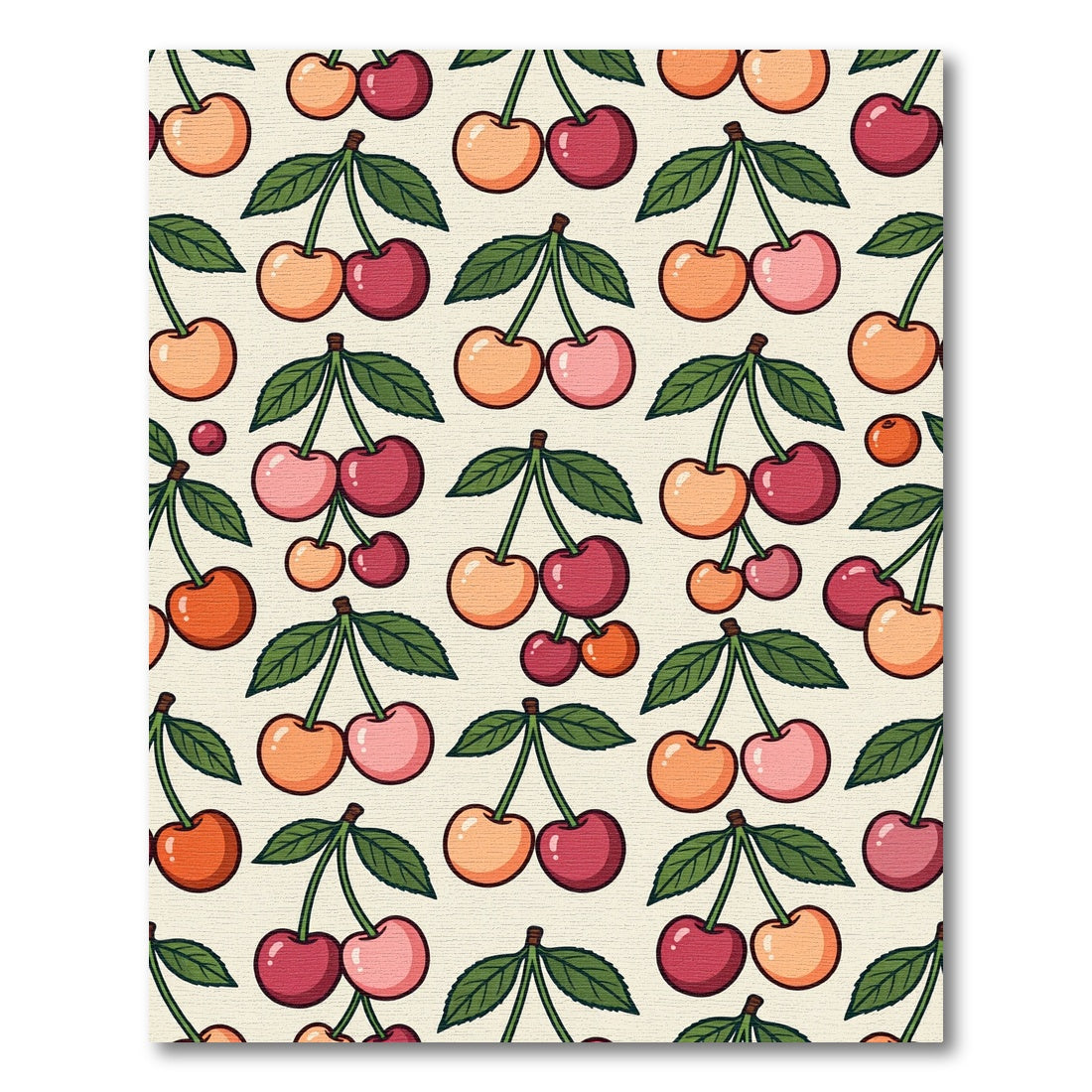 Whimsical Cherry Fruit Pattern Rug