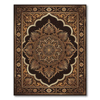 Earthy Bronze Ornate Floral Medallion Rug