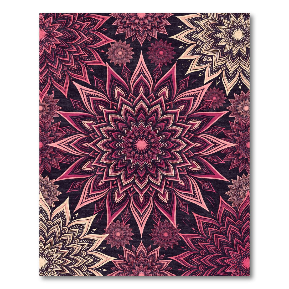 Vibrant Magenta Mandala Flourish Rug
