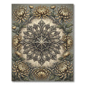 Elegant Golden Chrysanthemum Floral Medallion Rug