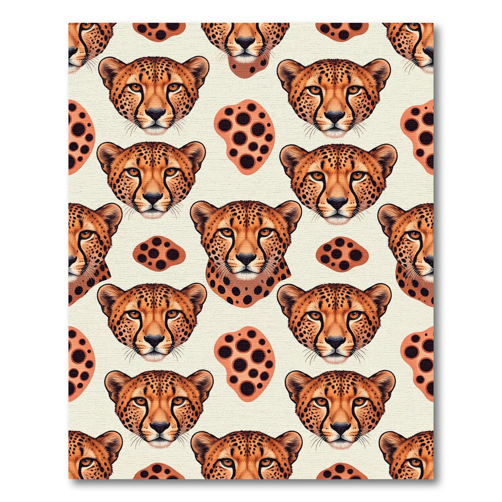 Ornate Golden Cheetah Face Silhouette Rug