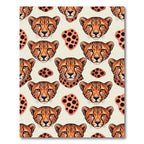 Ornate Golden Cheetah Face Silhouette Rug