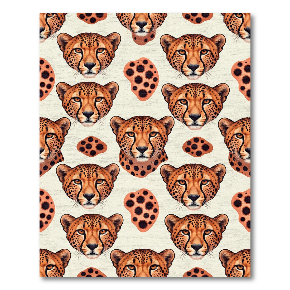 Ornate Golden Cheetah Face Silhouette Rug