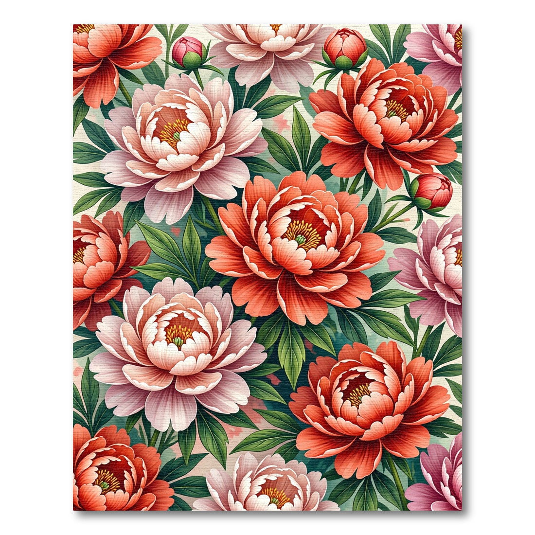 Coral Peach Blush Peony Garden Rug