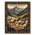 Rustic Elk Mountains Earth Tone Landscape Rug