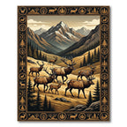 Rustic Elk Mountains Earth Tone Landscape Rug