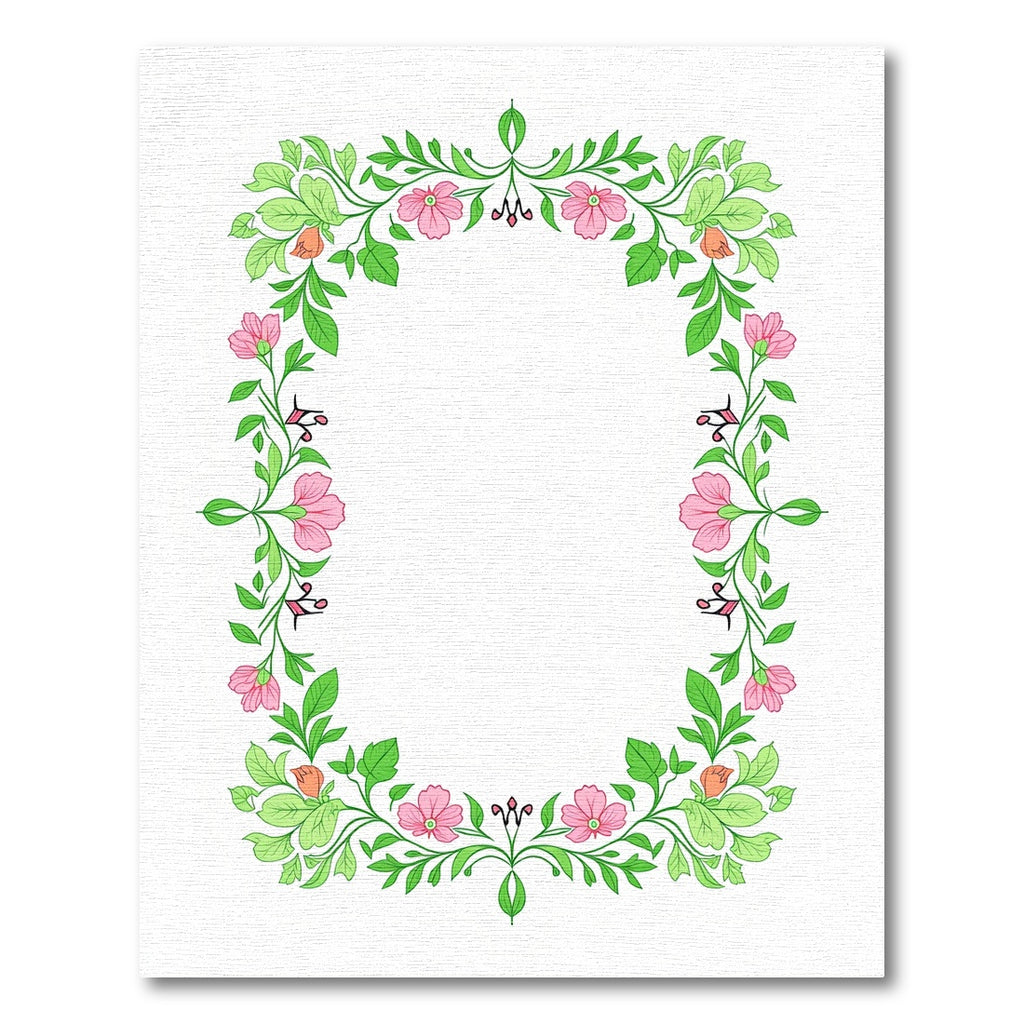 Pink Spring Floral Vine Border Rug