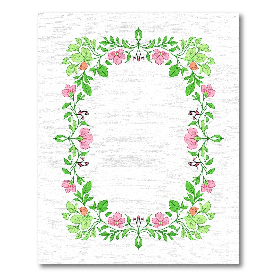 Pink Spring Floral Vine Border Rug