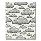 Whimsical Gray Cloudy Sky Illustration Rug