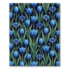 Elegant Blue Tulip and Cornflower Botanical Rug