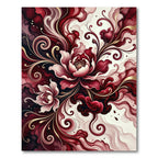 Crimson Floral Swirl Gold Accents Rug
