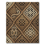 Gold Ornate Lattice Damask Geometric Rug