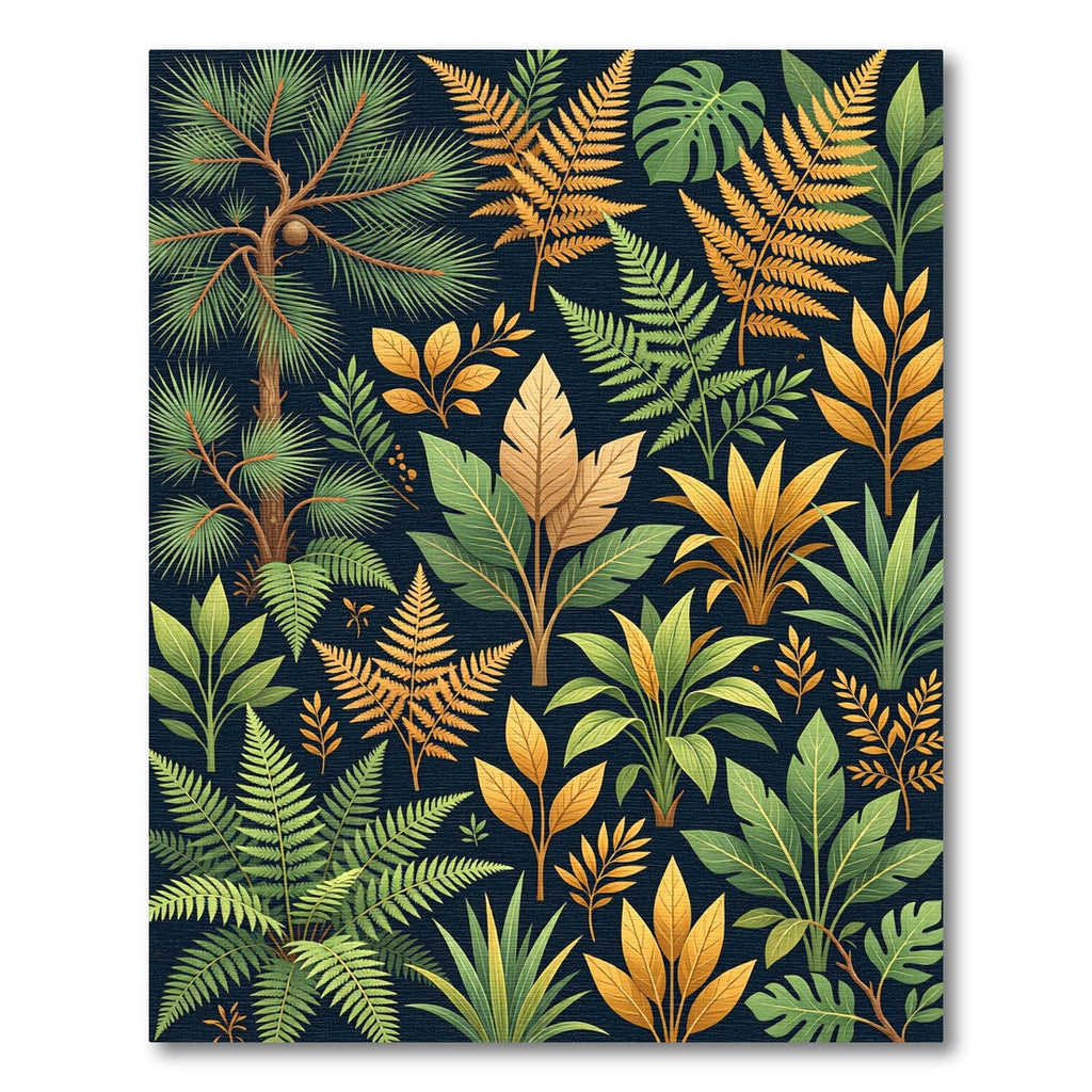 Lush Golden Tropical Foliage Rug