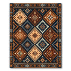 Earthy Geometric Diamond Boho Area Rug