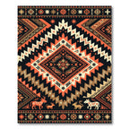 Bold Terracotta Aztec Geometric Wildlife Emblem Rug