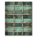 Rustic Teal Wood Plank Weave Rug