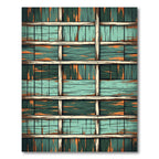 Rustic Teal Wood Plank Weave Rug