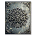 Silver Slate Ornate Floral Medallion Rug