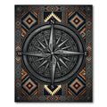 Geometric Compass Nautical Grey Orange Rug