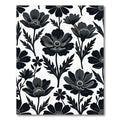 Sophisticated Monochrome Black Floral Botanical Rug
