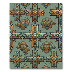 Sage Green Ornate Cross Geometric Tile Rug