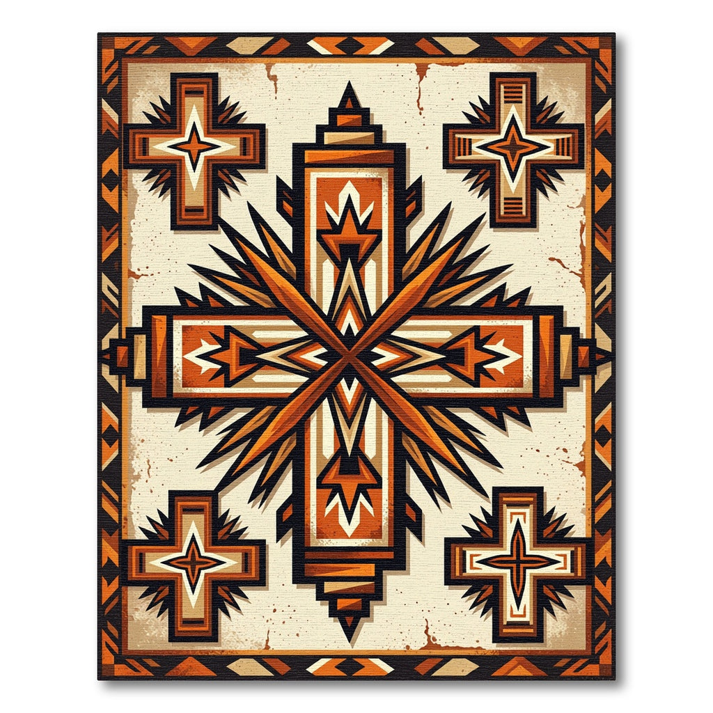 Geometric Terracotta Cross Southwestern Area Rug