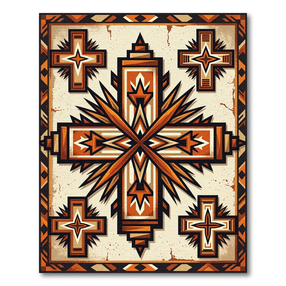 Geometric Terracotta Cross Southwestern Area Rug