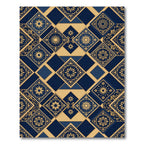 Deep Blue Gold Medallion Tile Arrangement Rug
