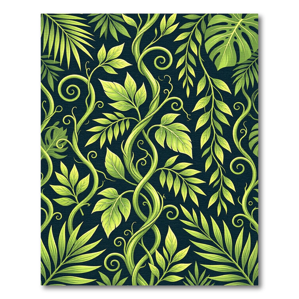 Lush Green Tropical Foliage Vines Rug