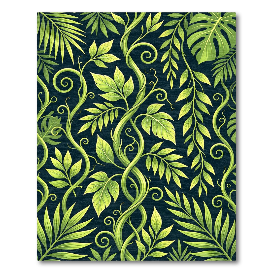 Lush Green Tropical Foliage Vines Rug