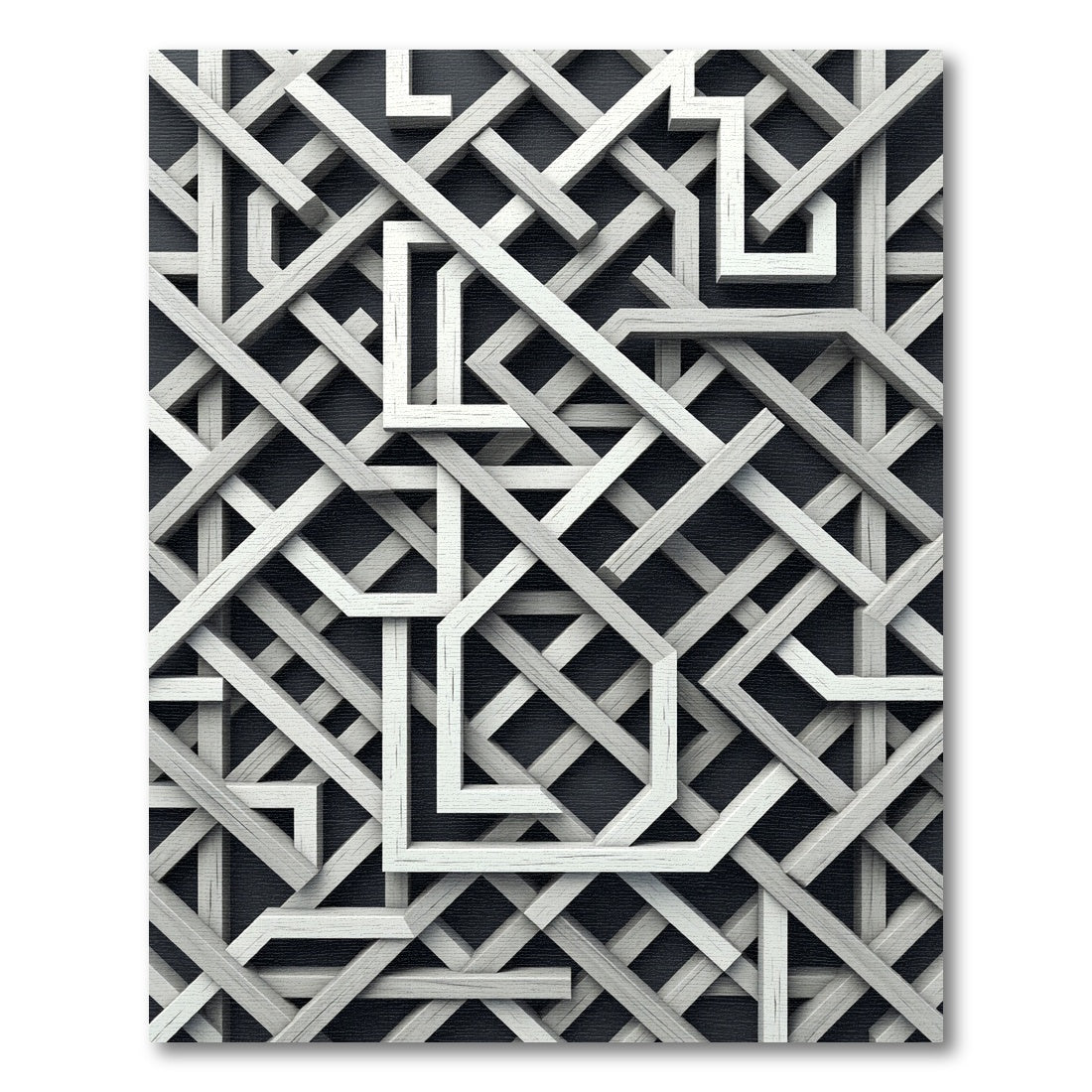 Modern Monochromatic Geometric Interlocking Grid Rug