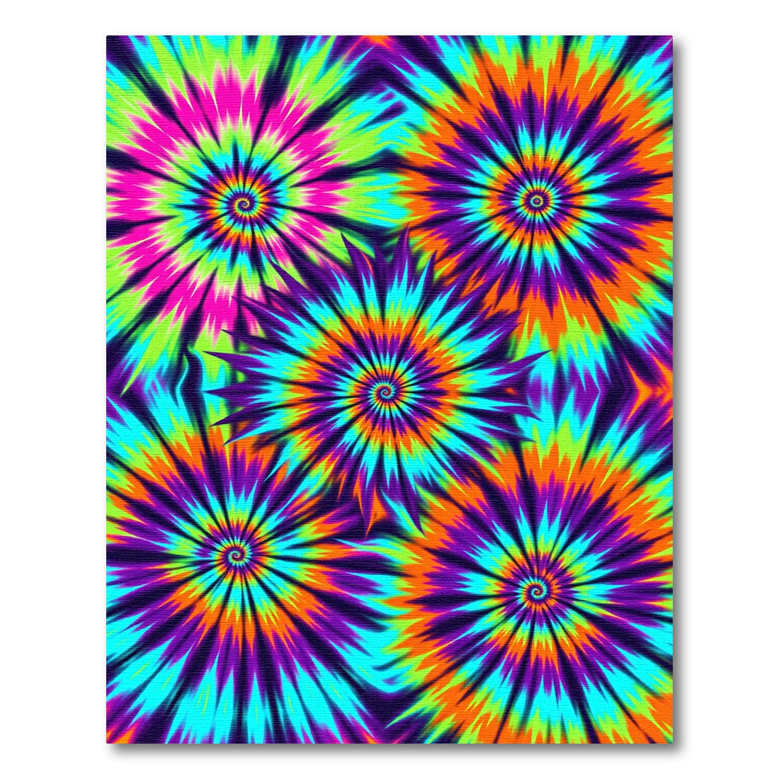 Electric Neon Psychedelic Spiral Burst Rug