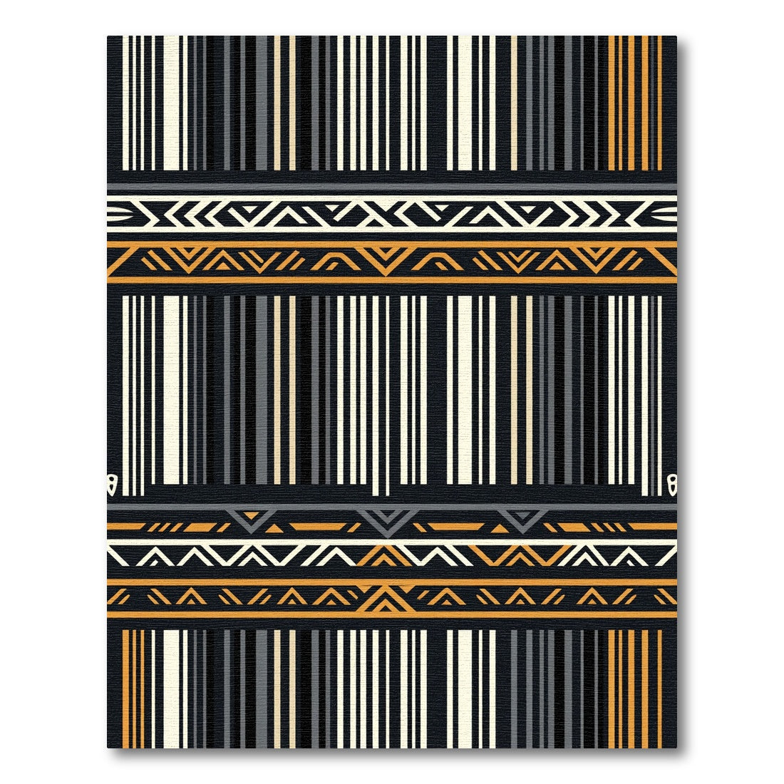 Tribal Black Orange Geometric Stripes Rug