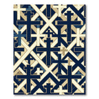 Geometric Navy and Cream Cross Tile Rug