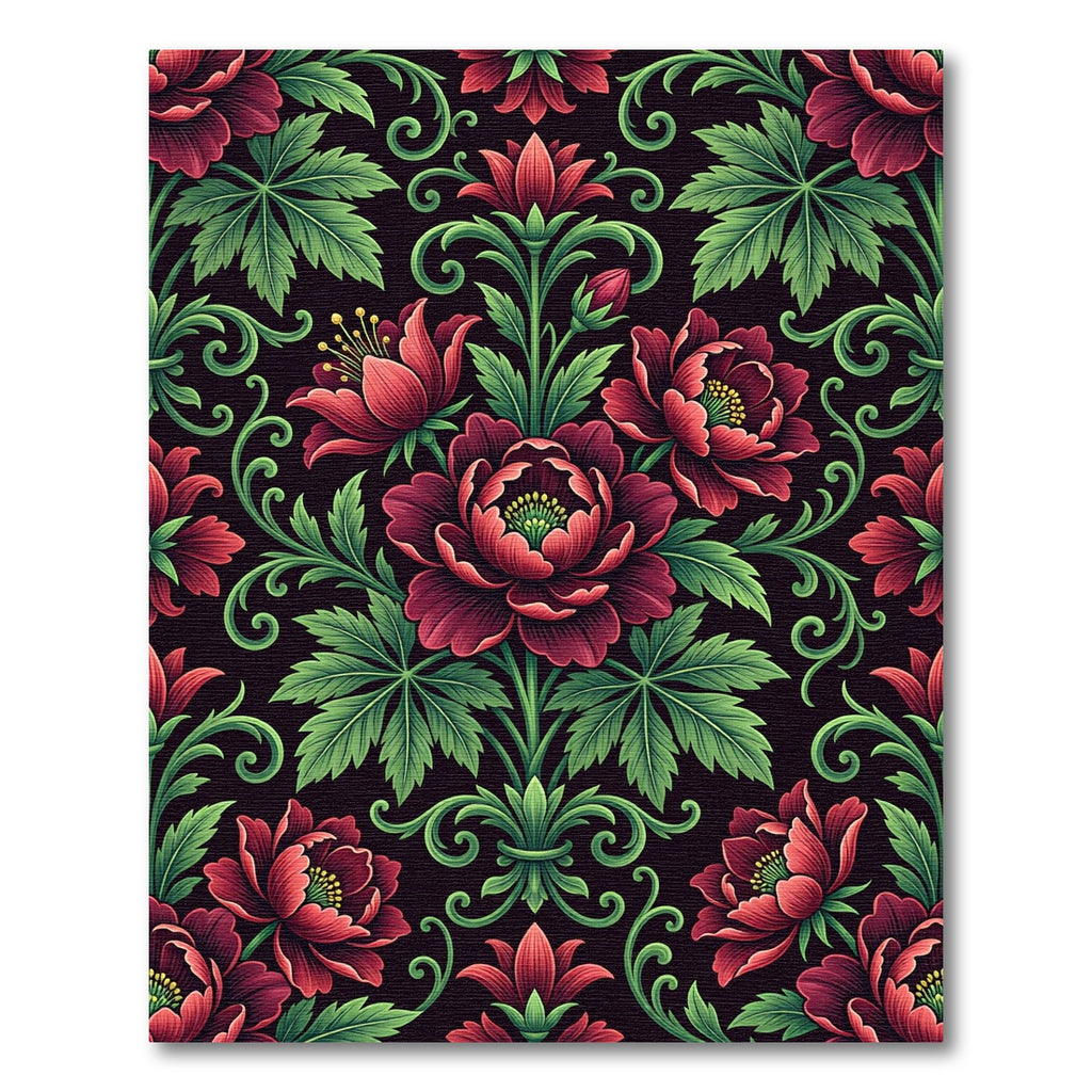 Ornate Crimson Floral Garland Rug
