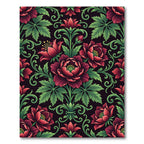 Ornate Crimson Floral Garland Rug