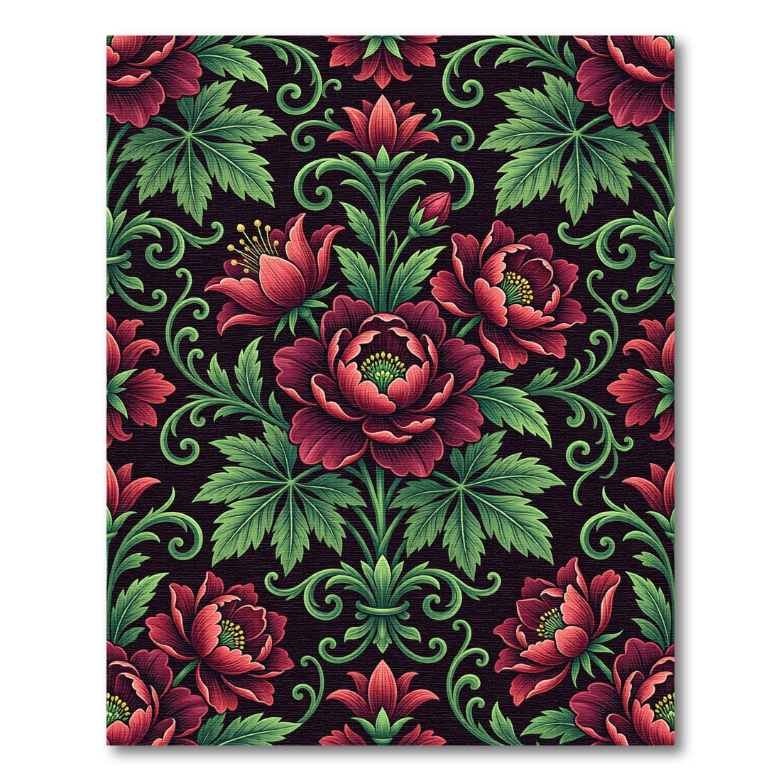 Ornate Crimson Floral Garland Rug
