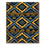 Bold Geometric Teal Ochre Diamond Rug