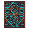 Teal and Copper Ornate Botanical Lattice Rug
