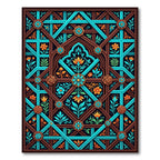 Teal and Copper Ornate Botanical Lattice Rug