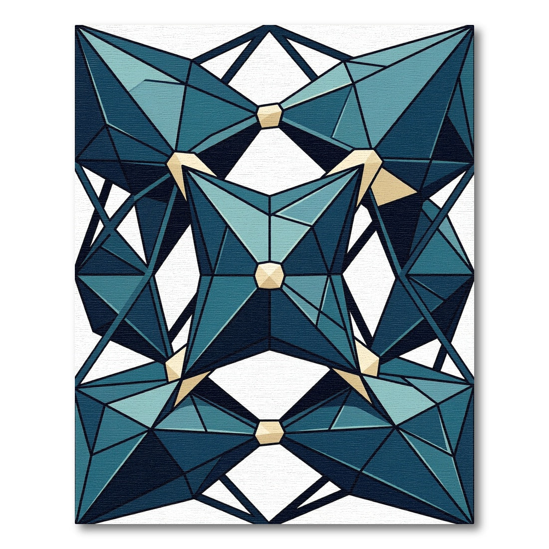 Geometric Teal Crystal Facet Symmetry Rug